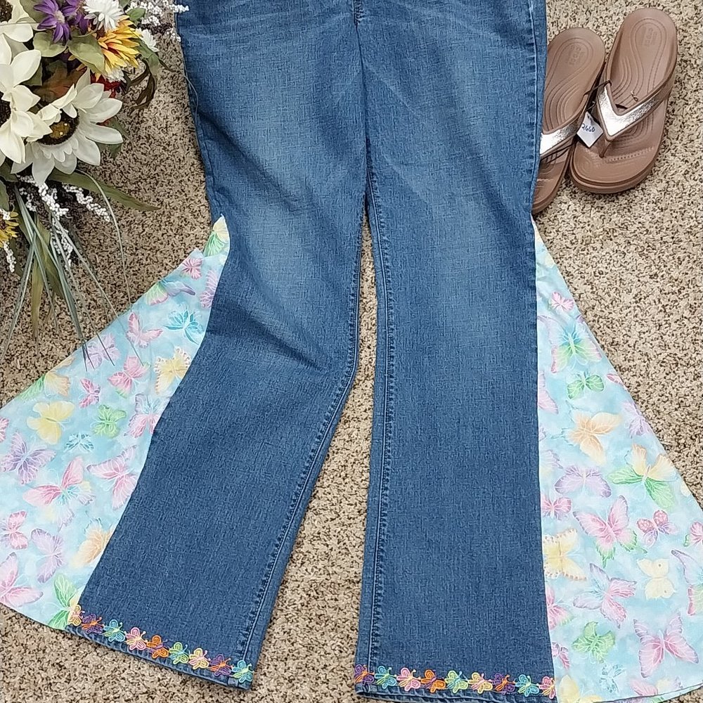 2694 Size 12Long Old Navy Upcycled Stretch Bell-Bottoms